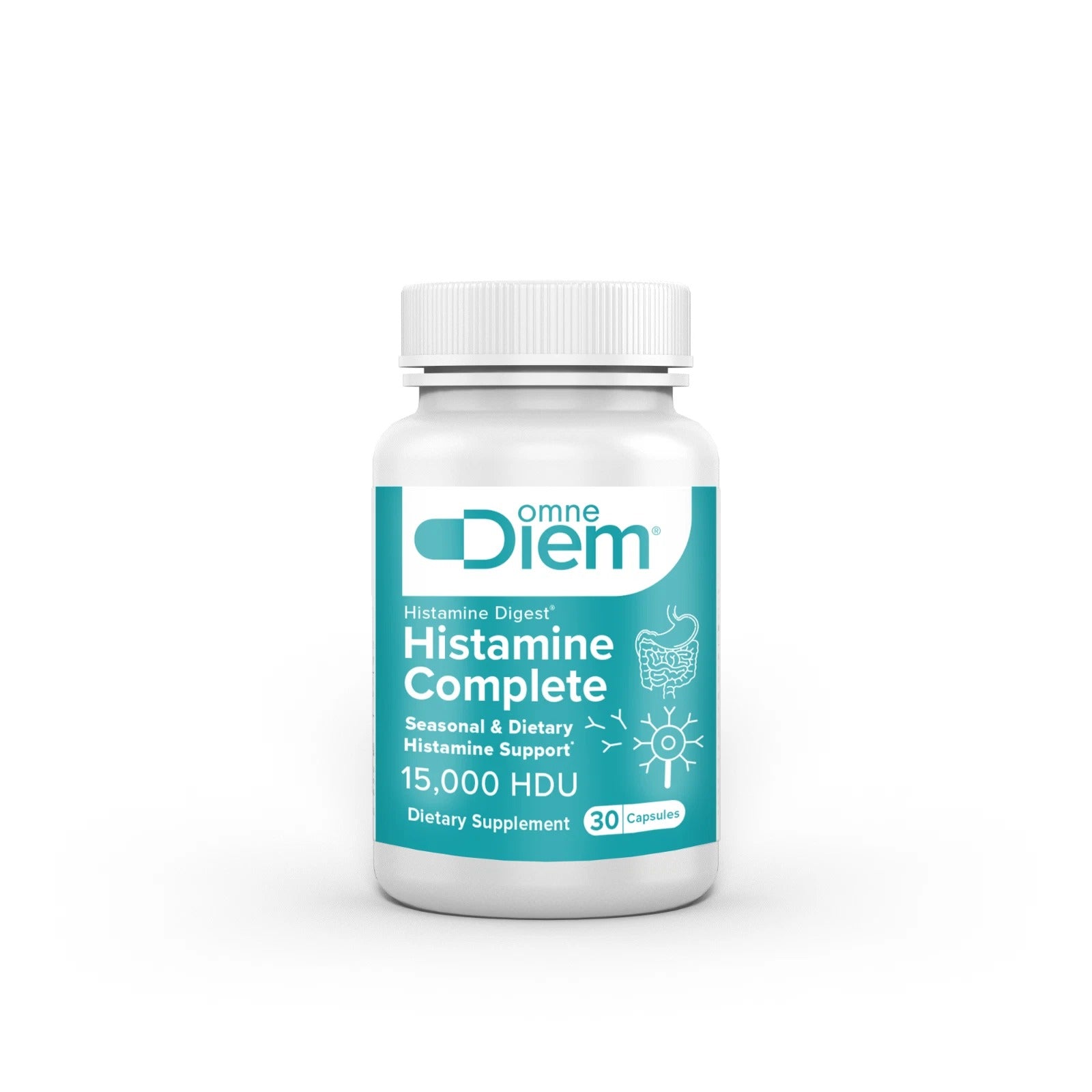 OmneDiem Histamine Digest Seasonal and Dietary Histamine Support 15000 HDU Capsules 30Ea
